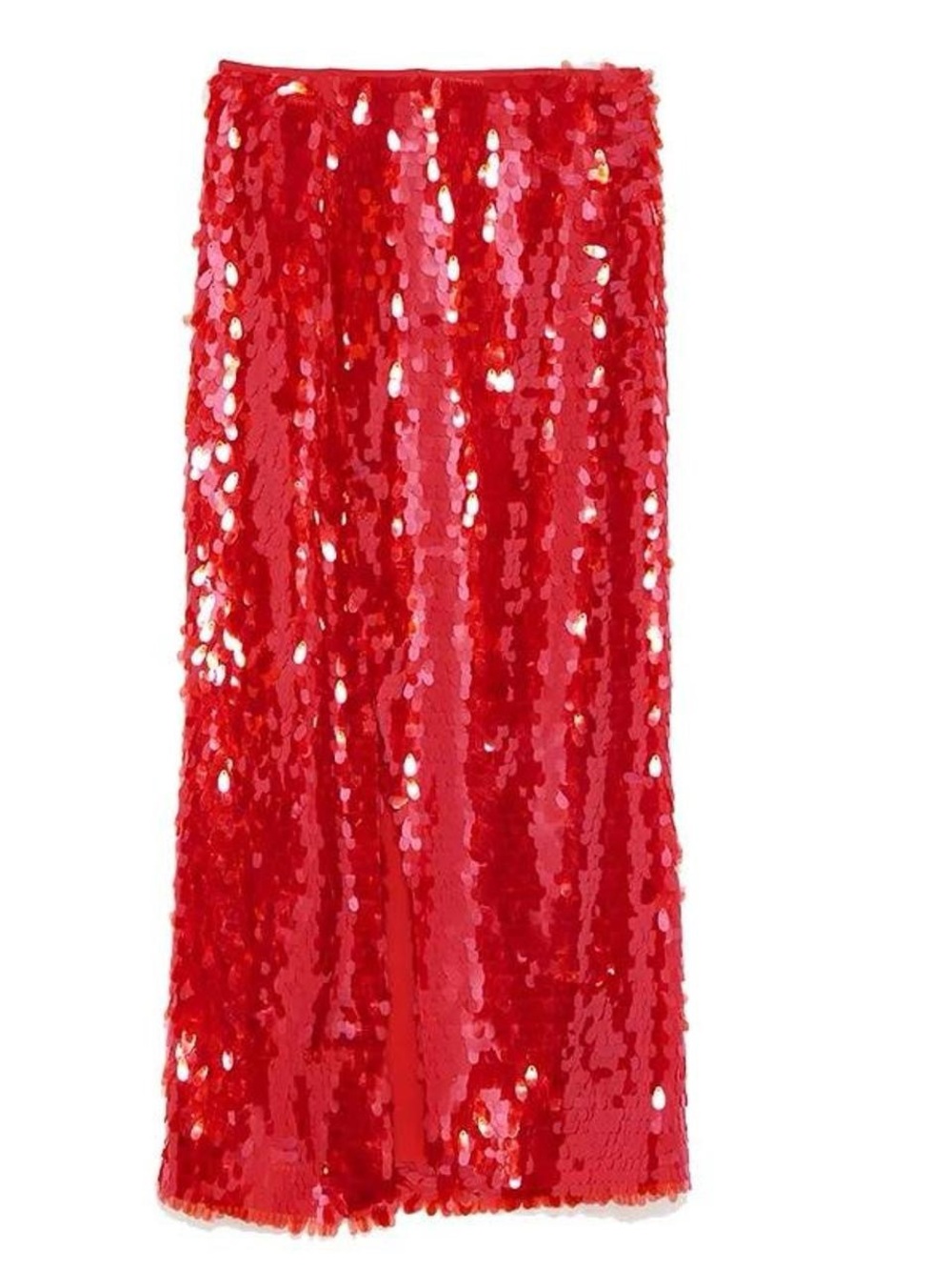 Zara Red Sequin Midi Skirt